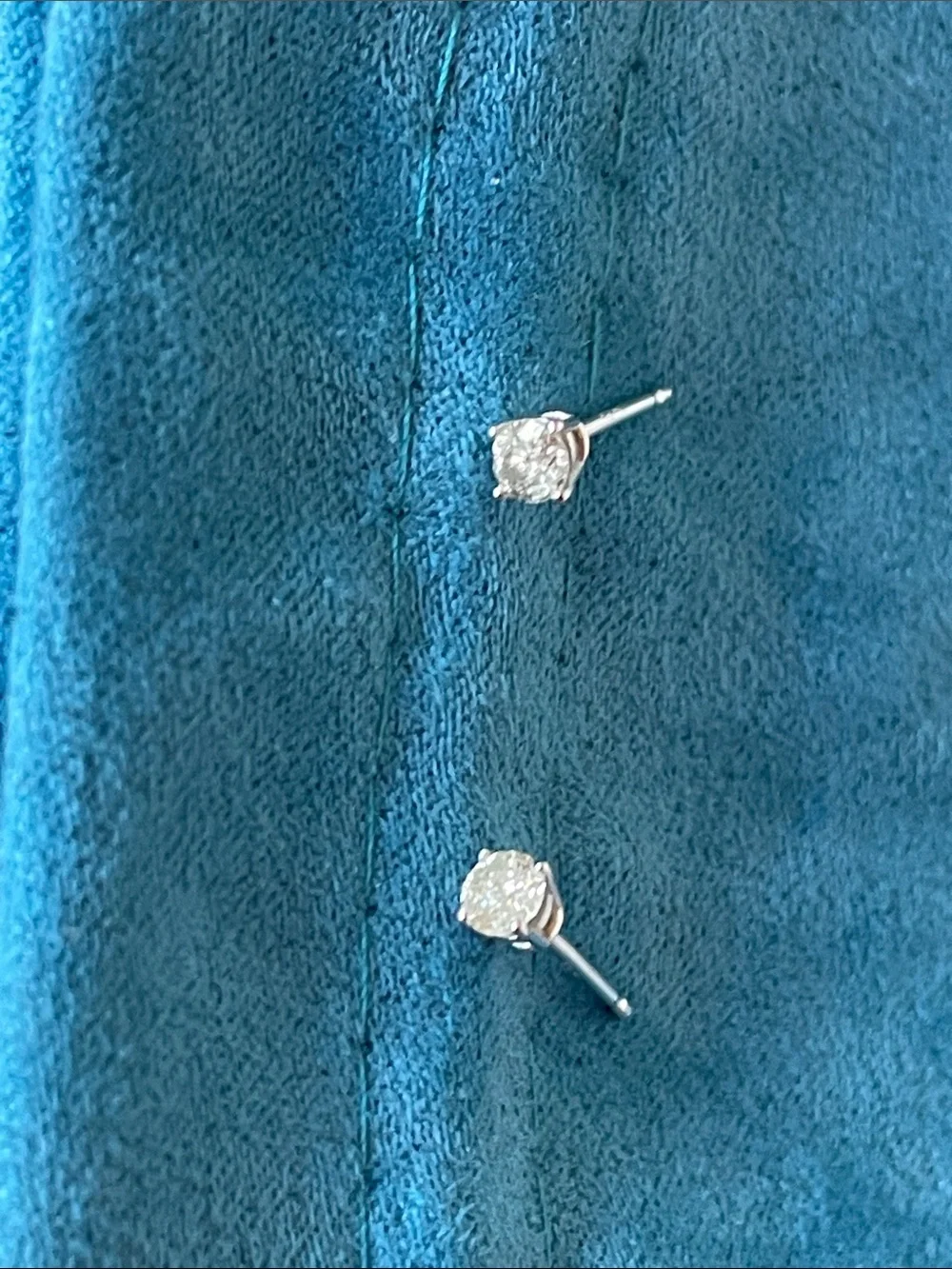 VINTAGE White Round Diamond Stud Silver Earrings